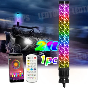 Antena de luces LED espirales de látigo de grasa de 2 pies persecución RGB para Can-am X3 JEEP UTV ATV - Imagen 1 de 13