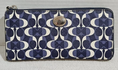 COACH Signature PEYTON DREAM Esquina Cremallera Delgada Cartera Organizador Denim Tostado Foto 1 de 4