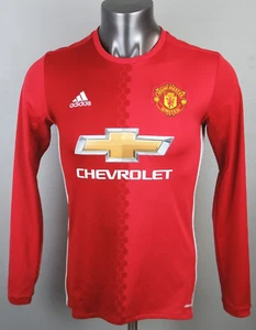 Mens adidas Manchester United Red Long Sleeve Chevy Shirt Size S Polyester - Picture 1 of 10