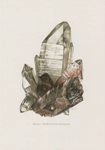 Quarz Bergkristall Rauchquarz Farbdruck 1967 Mineralien Gesteine C. Caspari - Picture 1 of 1
