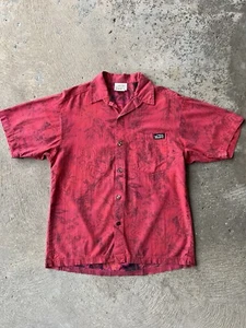 Vintage Jimmy Z Button Collar Shirt Med 90s Red Hawaiian Pataloha Surf USA EUC - Picture 1 of 10