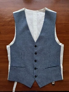 SuitSupply Ferrara lana seta lino blu gilet tuta gilet 5 bottoni US 38R - Foto 1 di 14