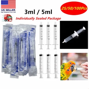 25/50/100 Pack 3ml 5ml Luer Slip Syringes without Needle, Disposable, Sterile - Picture 1 of 9