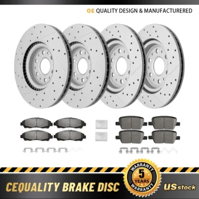 Front Rear Drilled Rotors Ceramic Pads for Buick Enclave Cadillac XT5 2017-2020 - Image 1 of 4