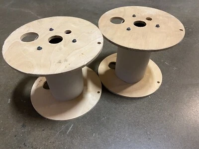(2) 12 1/2 X 10 3/4 inch wood cable reel wooden wire spool holds 500 2 awg - Image 1 of 4
