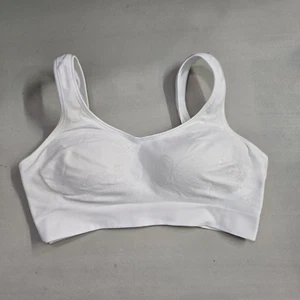 Bali Women Bra Medium White Floral 3488B489 T Shirt Wireless Strap READ - Picture 1 of 9