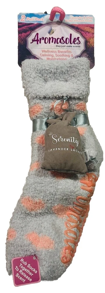 Aromasoles 2/Pairs Women’s Lavender Infused Wellness Slipper Socks OSFM - Image 1 of 4
