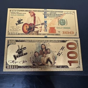 Billete Morgan Wallen chapado en lámina de oro de 24k cantante de country coleccionable - Imagen 1 de 3
