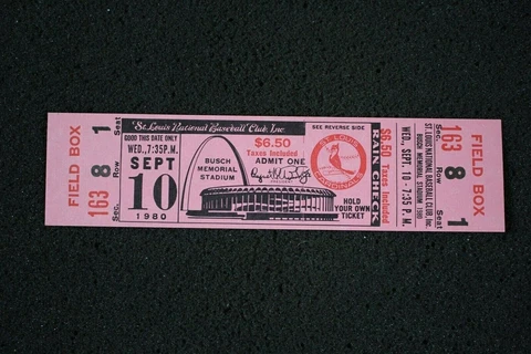 1980 St Louis Cardinals Pittsburgh Pirates Busch Stadium Ticket Stub 9-10-80 Cover