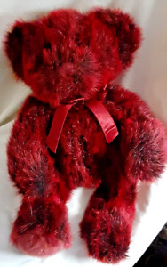 Russ Berrie Romanoff Red Black Teddy Bear Plush Animal #259 Red Bow 10" Tall
