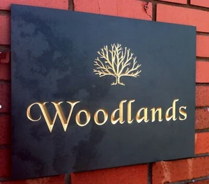LARGE SLATE HOUSE NAME SIGN TREE DESIGN - Picture 1 of 8