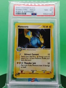 PSA 8 Manectric 9/109 EX Ruby & Sapphire Holo Rare 2003 English Pokemon Card TCG - Picture 1 of 4