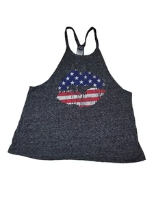 MODERN LUX Damen Stringer/Racerback Tank Top XL Patriotic Lips Print  - Bild 1 von 6