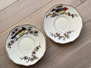 2 charmantes assiettes / sous tasse faïence de LONGWY service LES OISEAUX - Bild 1 von 4