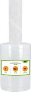 432 Rolls 5" x 1000 ft Extended Core Clear Stretch Wrap Shrink Film With Handle - Picture 1 of 7