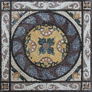 Mosaic Marble Garden Decor Oriental Pattern Square Tile Art Inlay - Picture 1 of 1