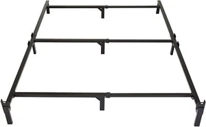 Metal Bed Frame for King Size Box Spring and Mattress 9-Leg Base Tool-Free Black - Picture 1 of 4