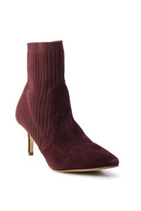 Marc Fisher Womens Point Toe Stiletto Suede Knit Ankle Boots Burgundy Size 7