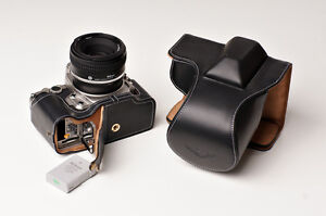 Genuine real Leather Full Camera Case bag for Nikon DF 50mm lens Bottom Open B
