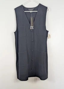 Andrea Jovine ärmelloses Pulloverkleid mit Knopfleiste schwarz Wolle NEU VINTAGE Large - Bild 1 von 6
