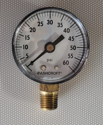 33HP88 ASHCROFT Industrial Pressure Gauge 60 psi, 2 in Dial, 1/4 in NPT - Image 1 of 4