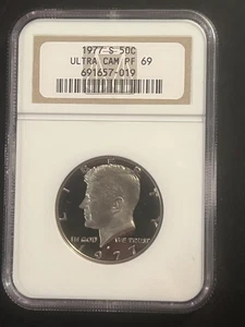 1977-S Proof Kennedy 50c, Graded PF69 Ultra Cameo by NGC ~ Old Holder UCAM - Picture 1 of 9