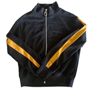 Wild Fable Y2K Style Track Zip Up Glitzer Jacke senfgelb Streifen Gr. XS - Bild 1 von 11