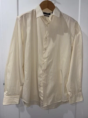John Henry Slim Fit Hombre XL Amarillo Blanco Rayas Manga Larga  Foto 1 de 4