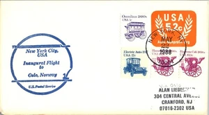 Trans World Airways (TWA) Primer Vuelo Nueva York - Oslo Noruega - 1988 - Imagen 1 de 2
