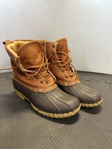 Stivali Ll Bean 8" foderati in shearling isolati donna taglia 9M pelle marrone invernali - Foto 1 di 16