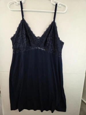 Camisón Soma Cool Nights Soporte Suave Encaje Chemise en Nightfall Azul Marino XL NUEVO CON ETIQUETAS $84 Foto 1 de 4
