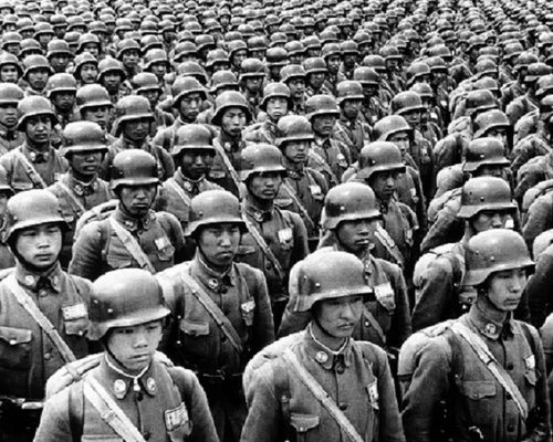 Chinese Soldiers with German Helmets 8x10 WWII WW2 Photo 895