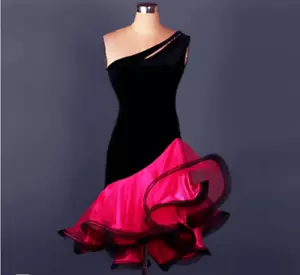 Latin Dance Dress Ruffles Split Joint Women's Sleeveless Size M - Picture 1 of 2