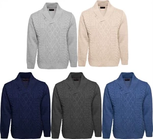 Cardigan uomo lavorato a maglia collo sciallato maglione manica lunga dalla S alla 4XL - Foto 1 di 9