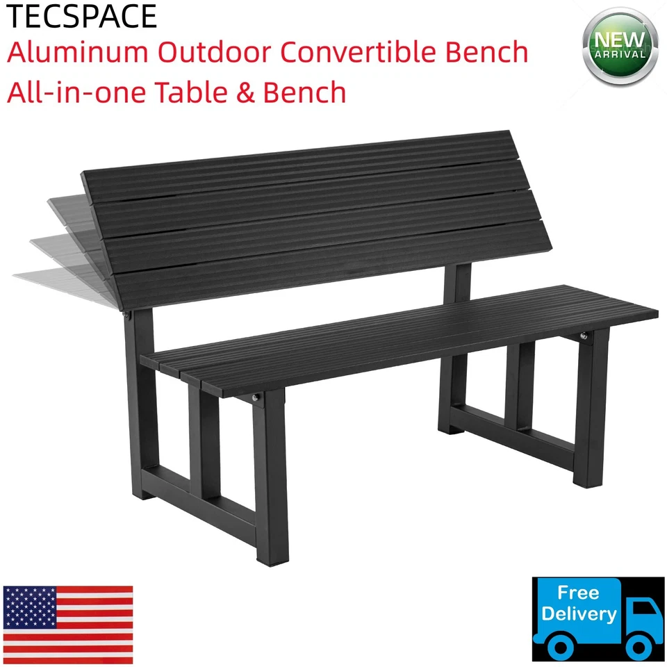 TECSPACE Aluminum 2-colour All-in-one Table&Bench for Park Garden Patio Lounge