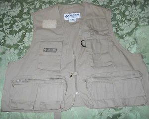 Columbia Fly Fishing Vest Size L XL Beige Tan Utility Tool Pockets FM 1380 Photo - Picture 1 of 8
