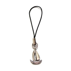 Bijou accessoire de tel portable GSM SAC MP3 / Breloque VOILIER / Dragonne noire - Photo 1 sur 1