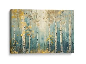 Impresión de arte en lienzo de bosque de abedules, decoración de pared moderna para el hogar - Imagen 1 de 17