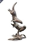 Butler & Peach Miniature Bronze Two Otters Playing Ornament New 2096