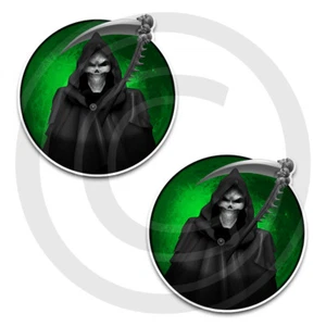 Grim Reaper Stickers Decals Vinyl  (Set of 2!) GREEN-Choose 3", 4", 5", or 6" - Picture 1 of 1