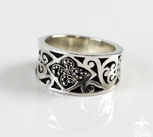 Lois Hill Sterling Silver Scroll & Caviar Bead Ring Stackable Band size 6 - Picture 1 of 6
