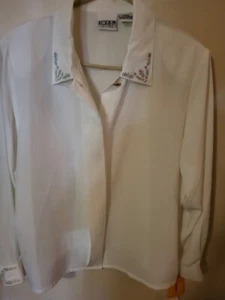 Koret Womens  White 16 Embroidery Colllar End Of L Sleeve 27 L 24 Across Fr - Picture 1 of 24
