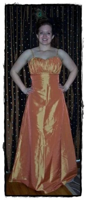 Vestido de formatura novo com etiquetas Da Vinci laranja tangerina tafetá dama de honra 12 - Imagem 1 de 4