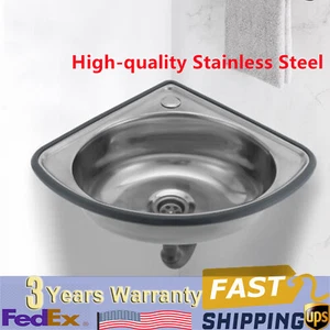 Stainless Steel Triangle Corner Basin Thick Small Sink Wall Mounted Single Bowl - Picture 1 of 13
