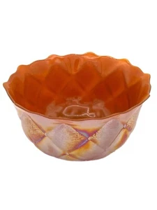 Marigold Lusterware Carnival Glass Bowl Iridescent Diamond Vintage 1950s Vtg - Picture 1 of 6