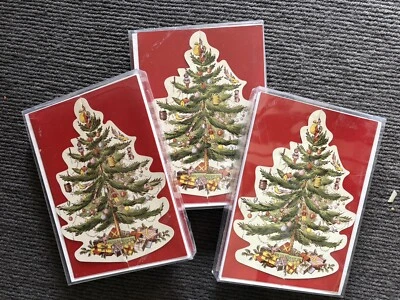 Creative Papers C.R.Gibson Die Cut Árvore de Natal Cartões Fotográficos Spode Pacote com 12 Cartões - Imagem 1 de 4