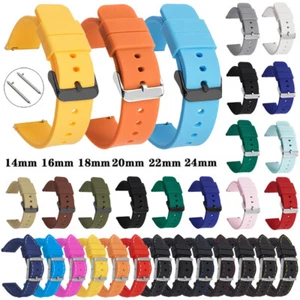 Silicone Rubber Watch Band Quick Release Replacement Strap 16 18 20 22 24mm Belt - Picture 1 of 80