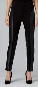 NWT Joseph Ribkoff Panel Leggings Pants Black Faux Leather Ponte Knit US 10 - Picture 1 of 9