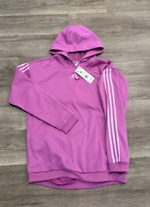 Adidas Hoodie Womens M Purple Fleece Loose Fit Sweatshirt IC4465 - Picture 1 of 8
