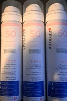 3 X ULTRASUN  FACE SUN PROTECTION 50SPF UV - FACE & SCALP MIST 75ML X 3  - Image 1 of 4